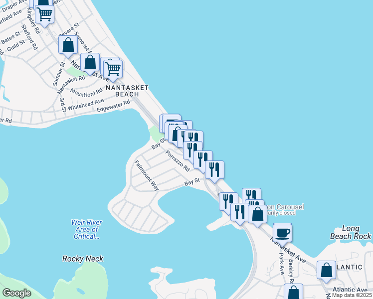 map of restaurants, bars, coffee shops, grocery stores, and more near 45A Hull Shore Drive in Hull