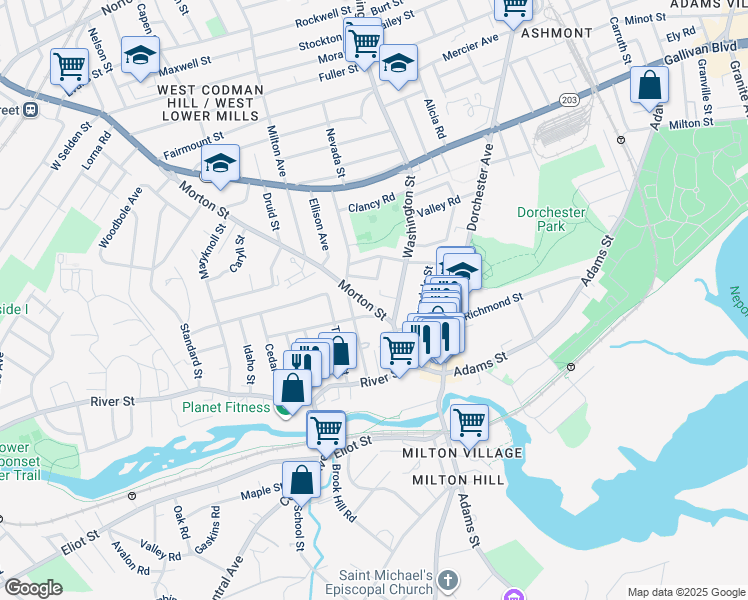 map of restaurants, bars, coffee shops, grocery stores, and more near 8 Old Morton Street in Boston
