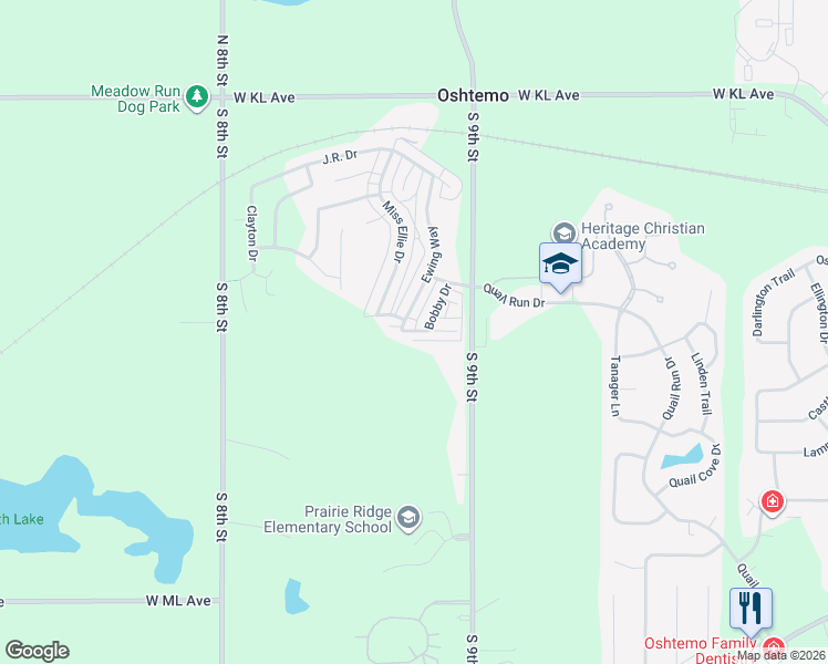 map of restaurants, bars, coffee shops, grocery stores, and more near 6713 Pamela Court in Kalamazoo