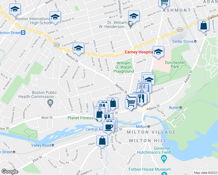 map of restaurants, bars, coffee shops, grocery stores, and more near 146 Manchester Street in Boston