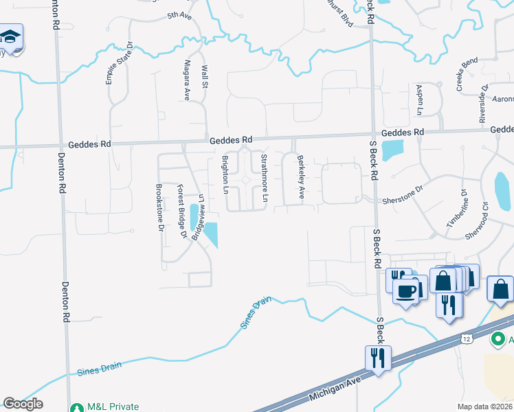map of restaurants, bars, coffee shops, grocery stores, and more near 3978 Palace Avenue in Canton
