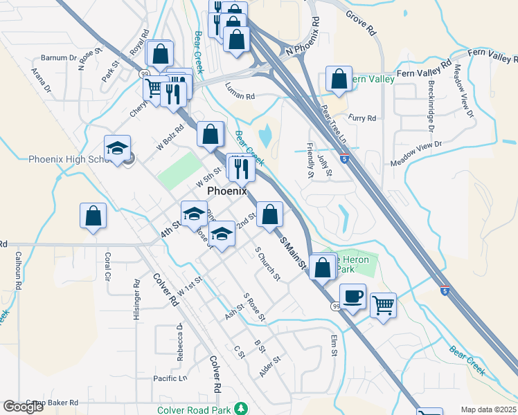 map of restaurants, bars, coffee shops, grocery stores, and more near 150 Main Street in Phoenix