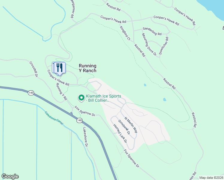 map of restaurants, bars, coffee shops, grocery stores, and more near 5057 Falcon Drive in Klamath Falls