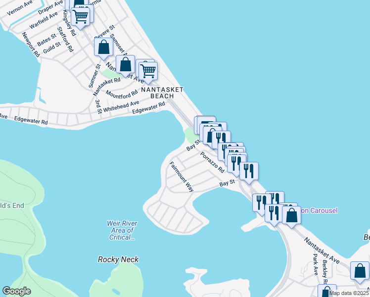 map of restaurants, bars, coffee shops, grocery stores, and more near 120 Bay Street in Hull