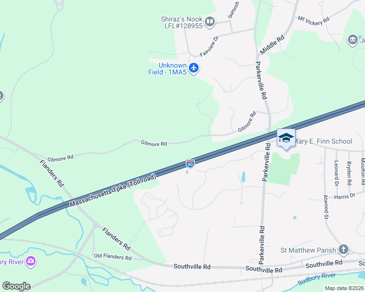 map of restaurants, bars, coffee shops, grocery stores, and more near 46 Gilmore Road in Southborough