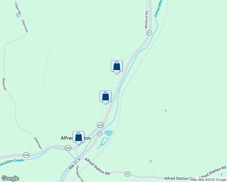 map of restaurants, bars, coffee shops, grocery stores, and more near 6336 Shaw Road in Alfred Station
