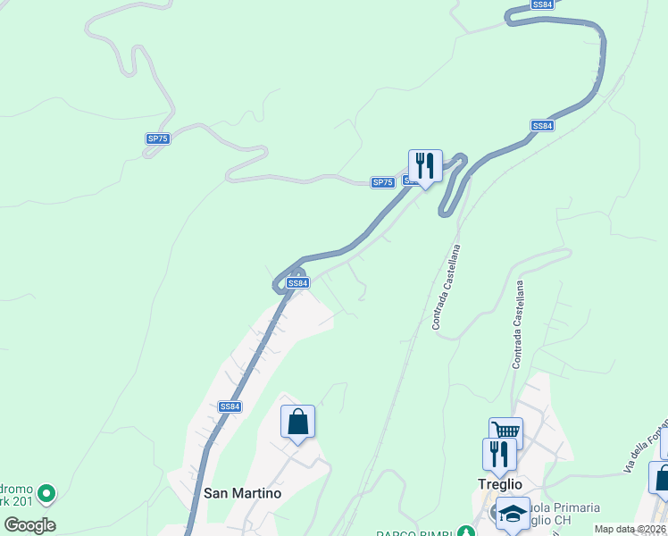 map of restaurants, bars, coffee shops, grocery stores, and more near 110 Contrada San Martino in Provincia di Chieti