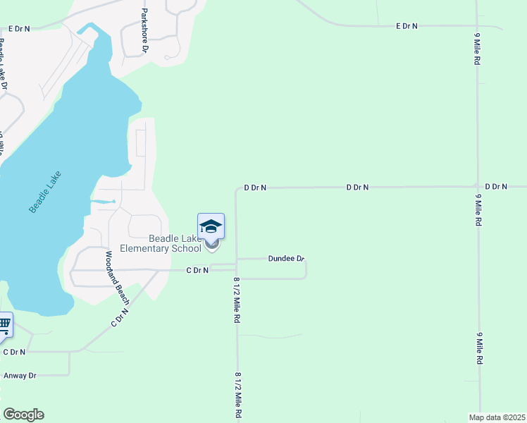 map of restaurants, bars, coffee shops, grocery stores, and more near 13886 8 1/2 Mile Road in Battle Creek