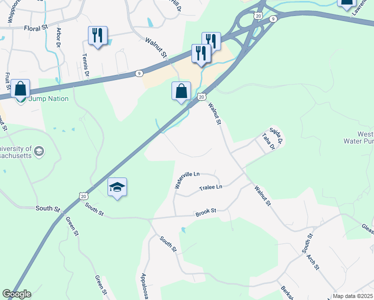 map of restaurants, bars, coffee shops, grocery stores, and more near 7132 Avalon Way in Shrewsbury