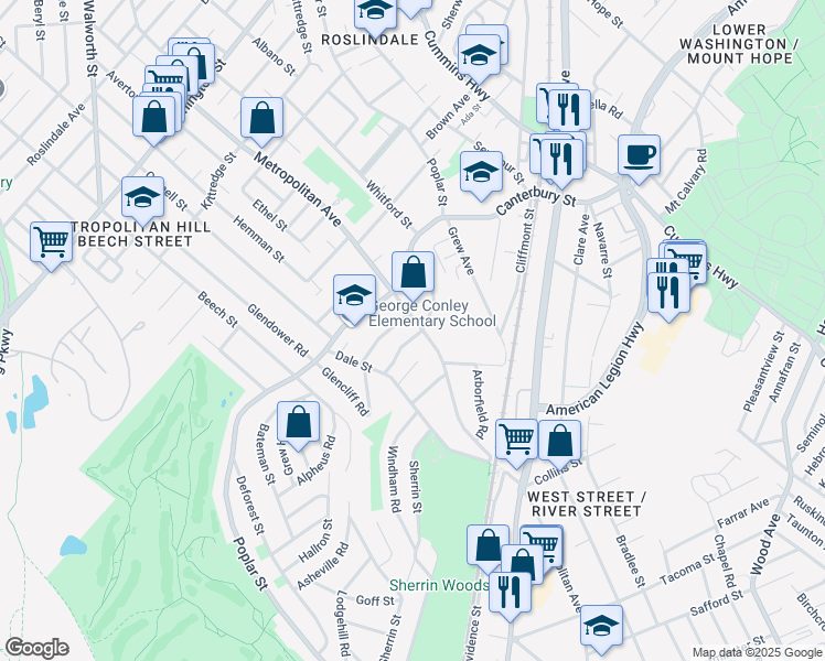 map of restaurants, bars, coffee shops, grocery stores, and more near 79 Maynard Street in Boston