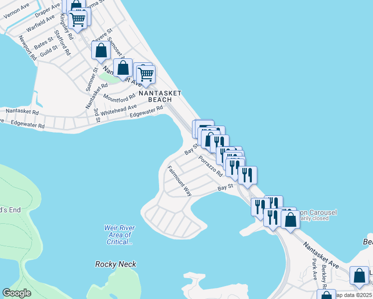 map of restaurants, bars, coffee shops, grocery stores, and more near 120 Bay Street in Hull
