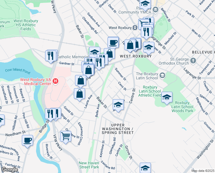 map of restaurants, bars, coffee shops, grocery stores, and more near 63 Johnson Street in Boston