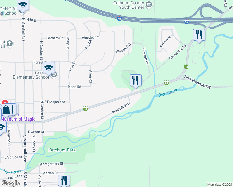 map of restaurants, bars, coffee shops, grocery stores, and more near 894 East Michigan Avenue in Marshall