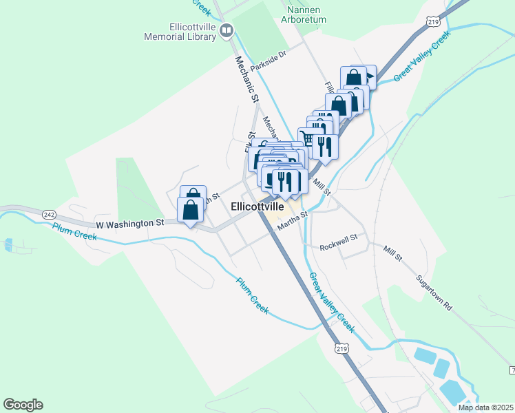 map of restaurants, bars, coffee shops, grocery stores, and more near in Ellicottville