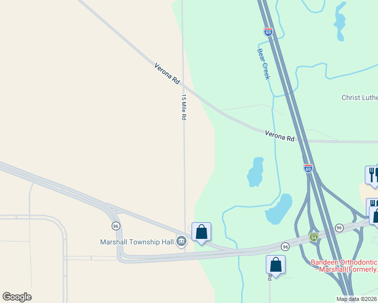 map of restaurants, bars, coffee shops, grocery stores, and more near 13920 15 Mile Road in Marshall
