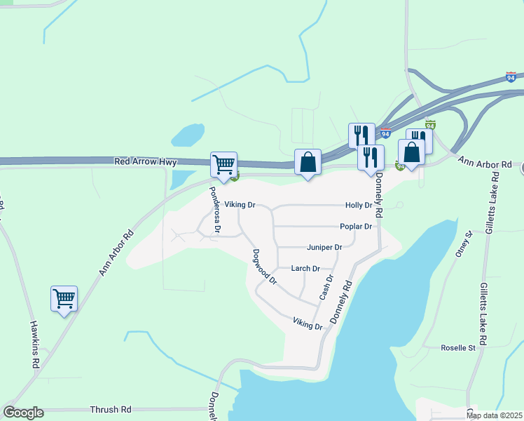 map of restaurants, bars, coffee shops, grocery stores, and more near 3900 Viking Drive in Jackson