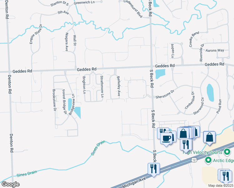 map of restaurants, bars, coffee shops, grocery stores, and more near 4203 Berkeley Avenue in Canton