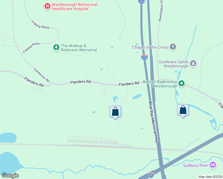 map of restaurants, bars, coffee shops, grocery stores, and more near 133 Flanders Road in Westborough