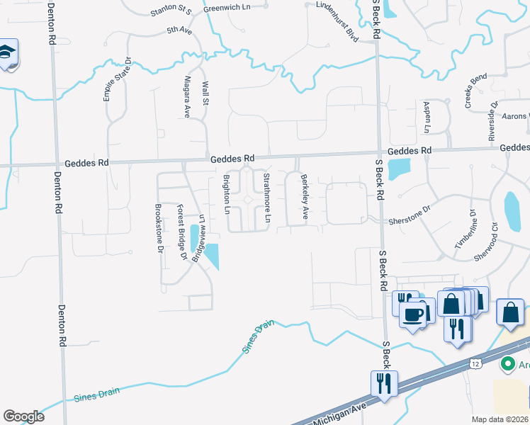 map of restaurants, bars, coffee shops, grocery stores, and more near 3978 Palace Avenue in Canton