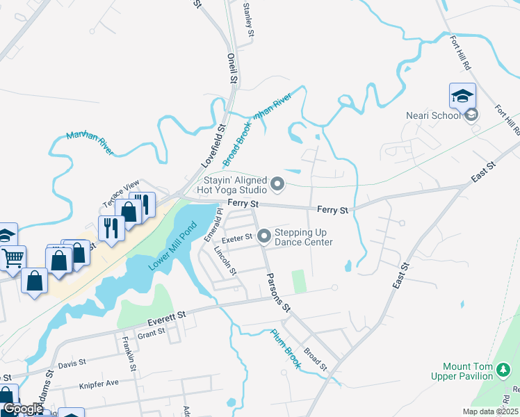 map of restaurants, bars, coffee shops, grocery stores, and more near 53-55 Ferry St in Easthampton
