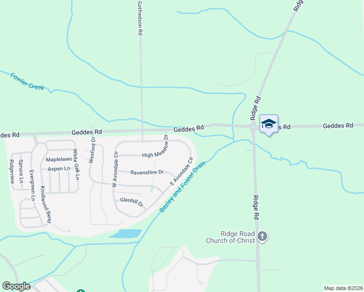 map of restaurants, bars, coffee shops, grocery stores, and more near 10141 East Avondale Circle in Superior Charter Township