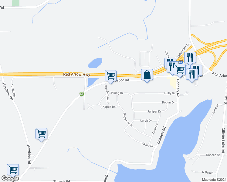 map of restaurants, bars, coffee shops, grocery stores, and more near 5556 Viking Drive in Jackson