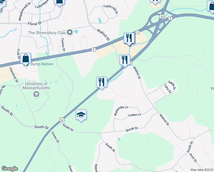 map of restaurants, bars, coffee shops, grocery stores, and more near 870 Hartford Turnpike in Shrewsbury