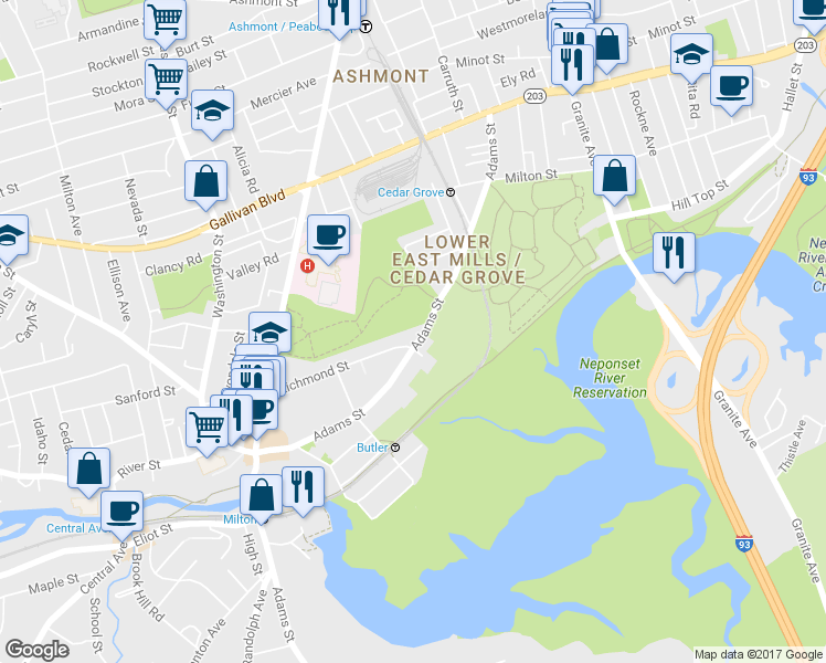 map of restaurants, bars, coffee shops, grocery stores, and more near 126 Richmond Street in Boston