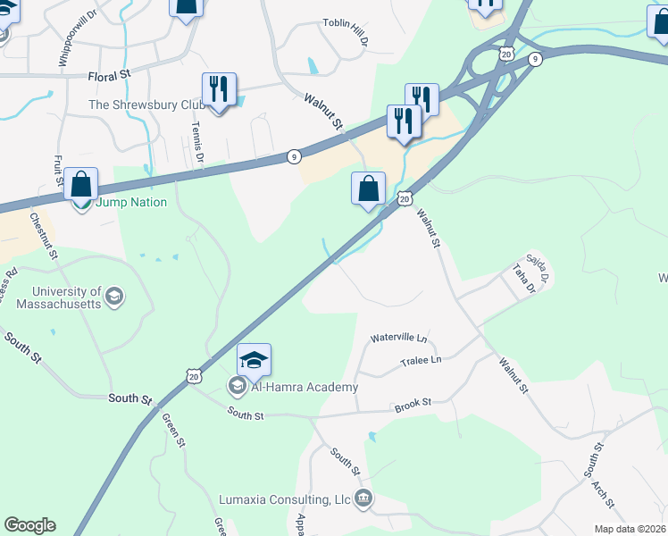 map of restaurants, bars, coffee shops, grocery stores, and more near 870 Hartford Turnpike in Shrewsbury