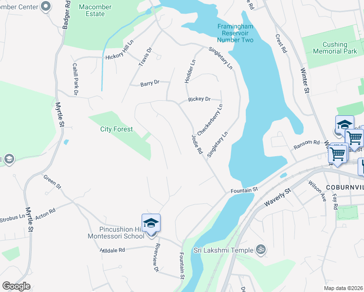 map of restaurants, bars, coffee shops, grocery stores, and more near 24 Duggan Drive in Framingham