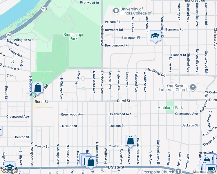 map of restaurants, bars, coffee shops, grocery stores, and more near 806 Lundvall Avenue in Rockford