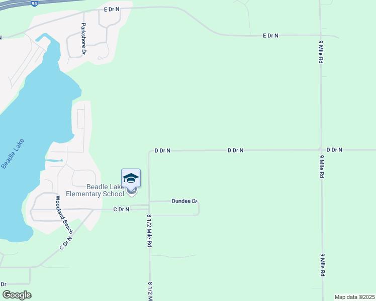 map of restaurants, bars, coffee shops, grocery stores, and more near 8475 D Drive North in Battle Creek
