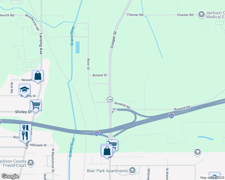 map of restaurants, bars, coffee shops, grocery stores, and more near 2013 Cooper Street in Jackson