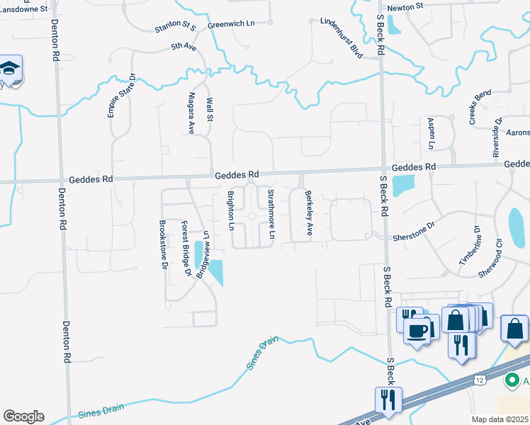 map of restaurants, bars, coffee shops, grocery stores, and more near 4052 Bruton Avenue in Canton
