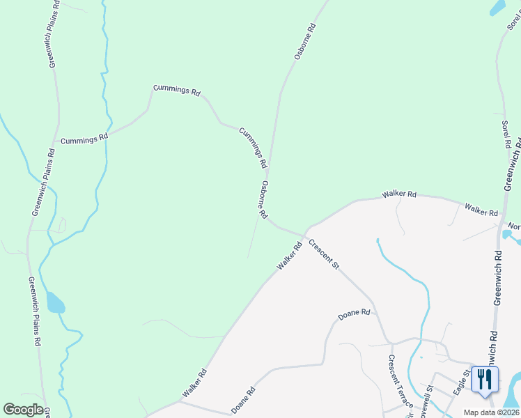 map of restaurants, bars, coffee shops, grocery stores, and more near 98 Winslow Road in Ware