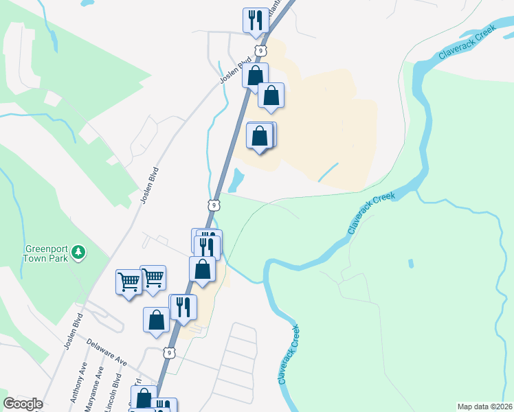 map of restaurants, bars, coffee shops, grocery stores, and more near 13 Pulcher Avenue in Hudson