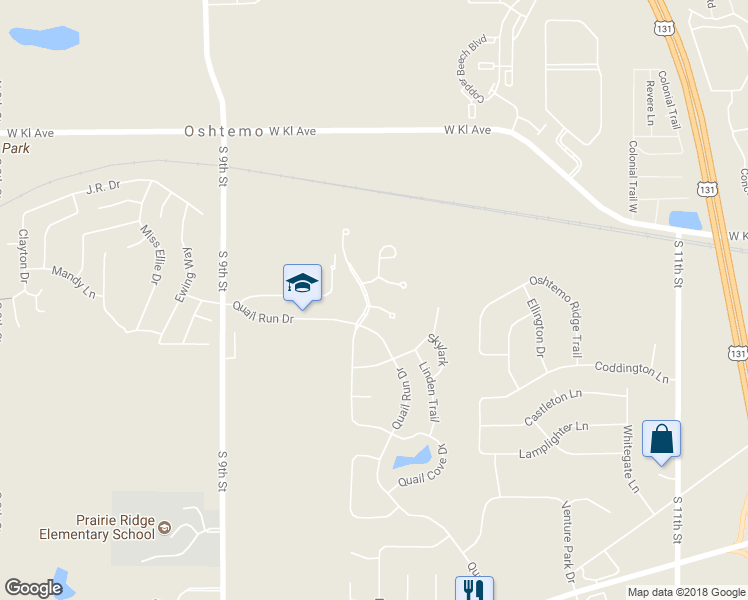 map of restaurants, bars, coffee shops, grocery stores, and more near 6160 Osprey Way in Kalamazoo