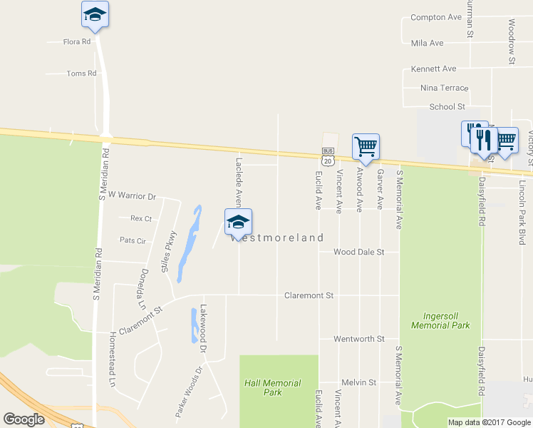 map of restaurants, bars, coffee shops, grocery stores, and more near 125 Westmoreland Avenue in Rockford
