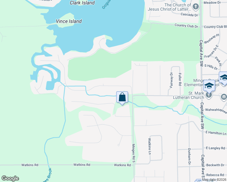 map of restaurants, bars, coffee shops, grocery stores, and more near 33 Lynwood Drive in Battle Creek