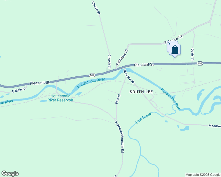 map of restaurants, bars, coffee shops, grocery stores, and more near 47 West Pine Street in Lee