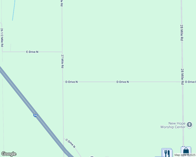 map of restaurants, bars, coffee shops, grocery stores, and more near 27201 D-Drive North in Albion