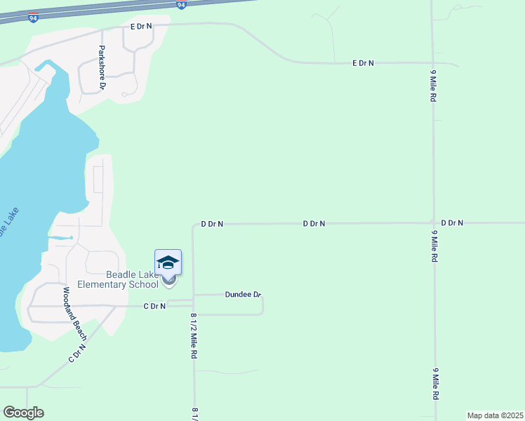 map of restaurants, bars, coffee shops, grocery stores, and more near 8475 D Drive North in Battle Creek