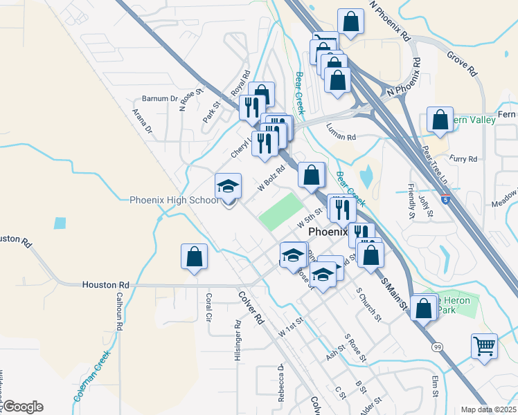 map of restaurants, bars, coffee shops, grocery stores, and more near 340 Independence Circle in Phoenix