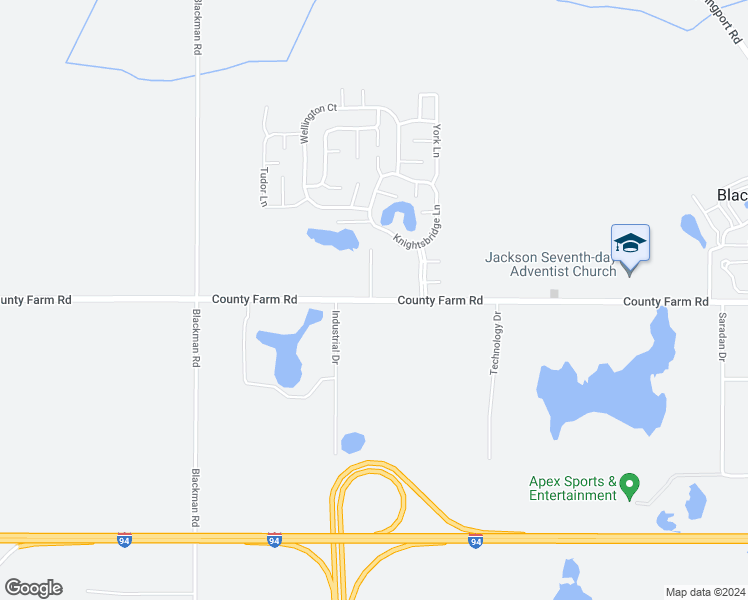 map of restaurants, bars, coffee shops, grocery stores, and more near 4182 County Farm Road in Jackson