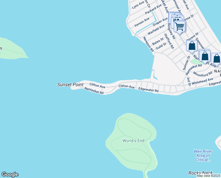 map of restaurants, bars, coffee shops, grocery stores, and more near 243 Nantasket Road in Hull