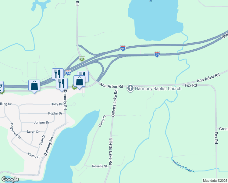 map of restaurants, bars, coffee shops, grocery stores, and more near 6315 Ann Arbor Road in Jackson