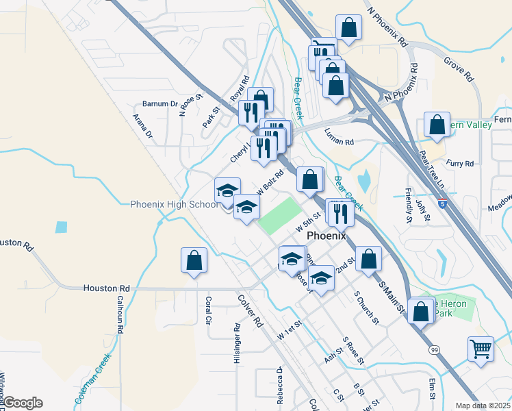 map of restaurants, bars, coffee shops, grocery stores, and more near 248 West Bolz Road in Phoenix