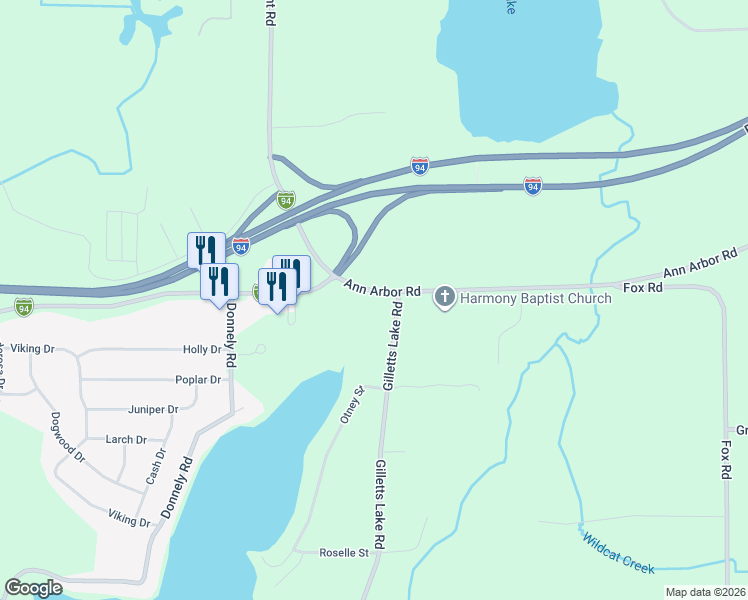 map of restaurants, bars, coffee shops, grocery stores, and more near 6315 Ann Arbor Road in Jackson