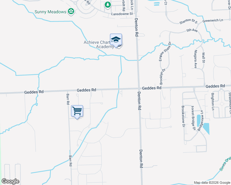 map of restaurants, bars, coffee shops, grocery stores, and more near 49825 Geddes Road in Canton