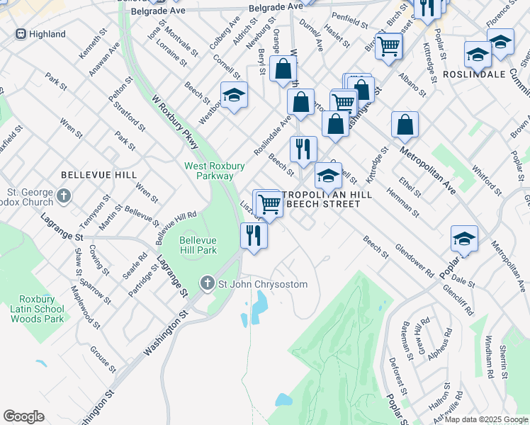 map of restaurants, bars, coffee shops, grocery stores, and more near 14 Haydn Street in Boston